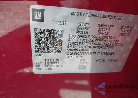 2020 Cadillac Xt5 Awd Premium Luxury z USA, uszkodzony, nr VIN 1GYKNDRS7LZ108048